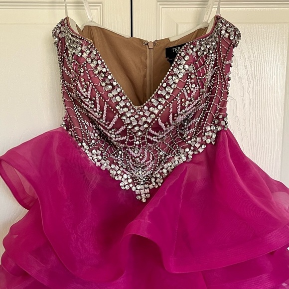 Pink Terani Couture Strapless Rhinestone Cocktail Size 10 - Picture 4 of 11